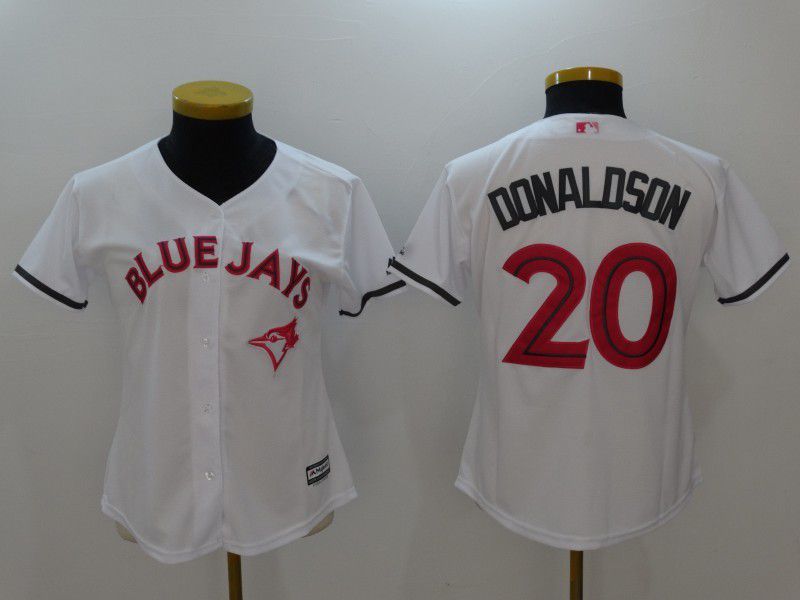Women 2017 MLB Toronto Blue Jays #20 Donaldson White Jerseys->women mlb jersey->Women Jersey